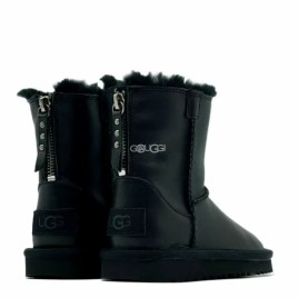 Ugg Kids Classic Short Zip Leather Black