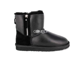 Mini Double Zip Metallic Black