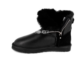 Mini Double Zip Metallic Black